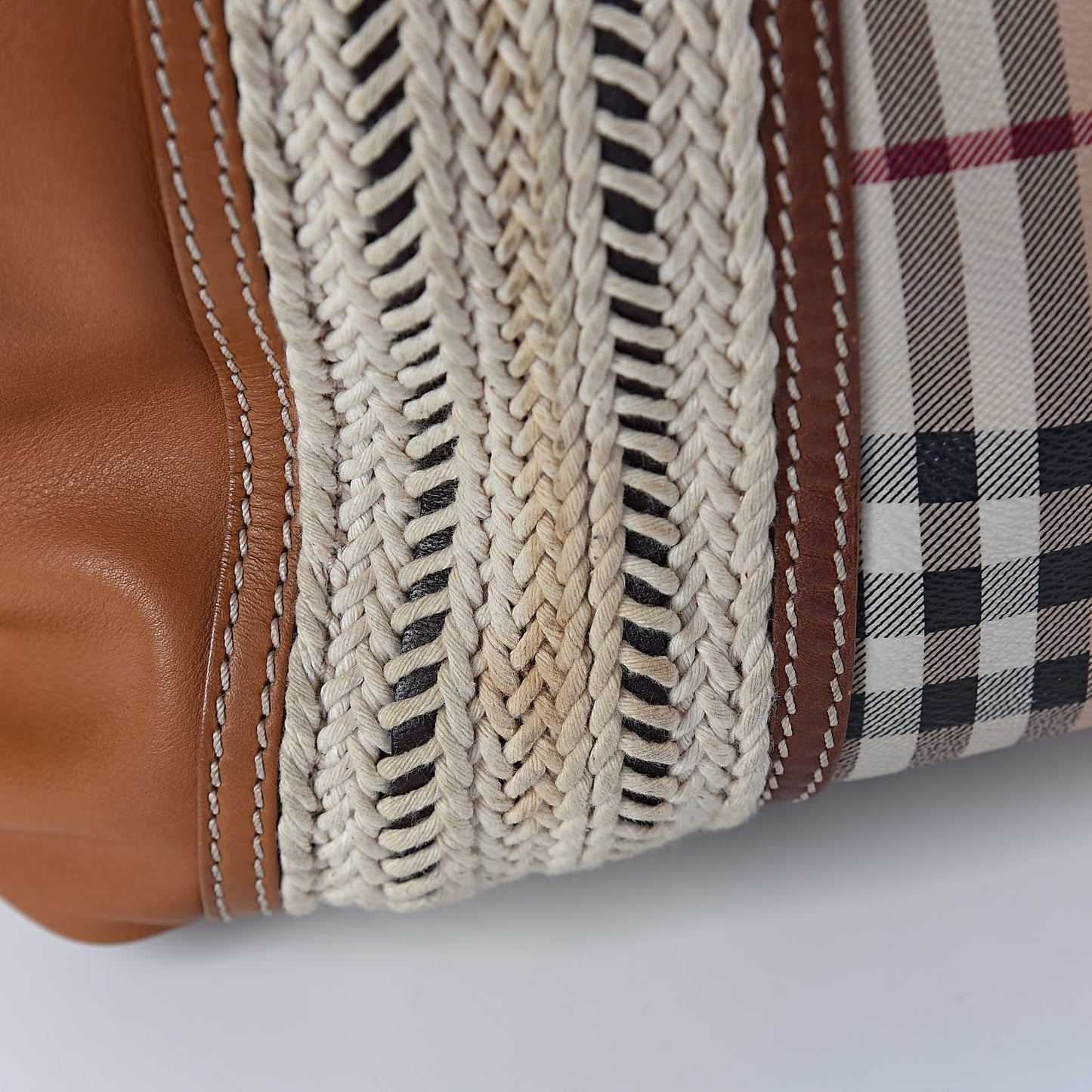 Haymarket Check Medium Rope Satchel Saddle Brown