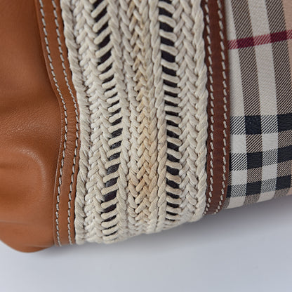 Burberry Haymarket Check Medium Rope Satchel Saddle Brown 14 of 16