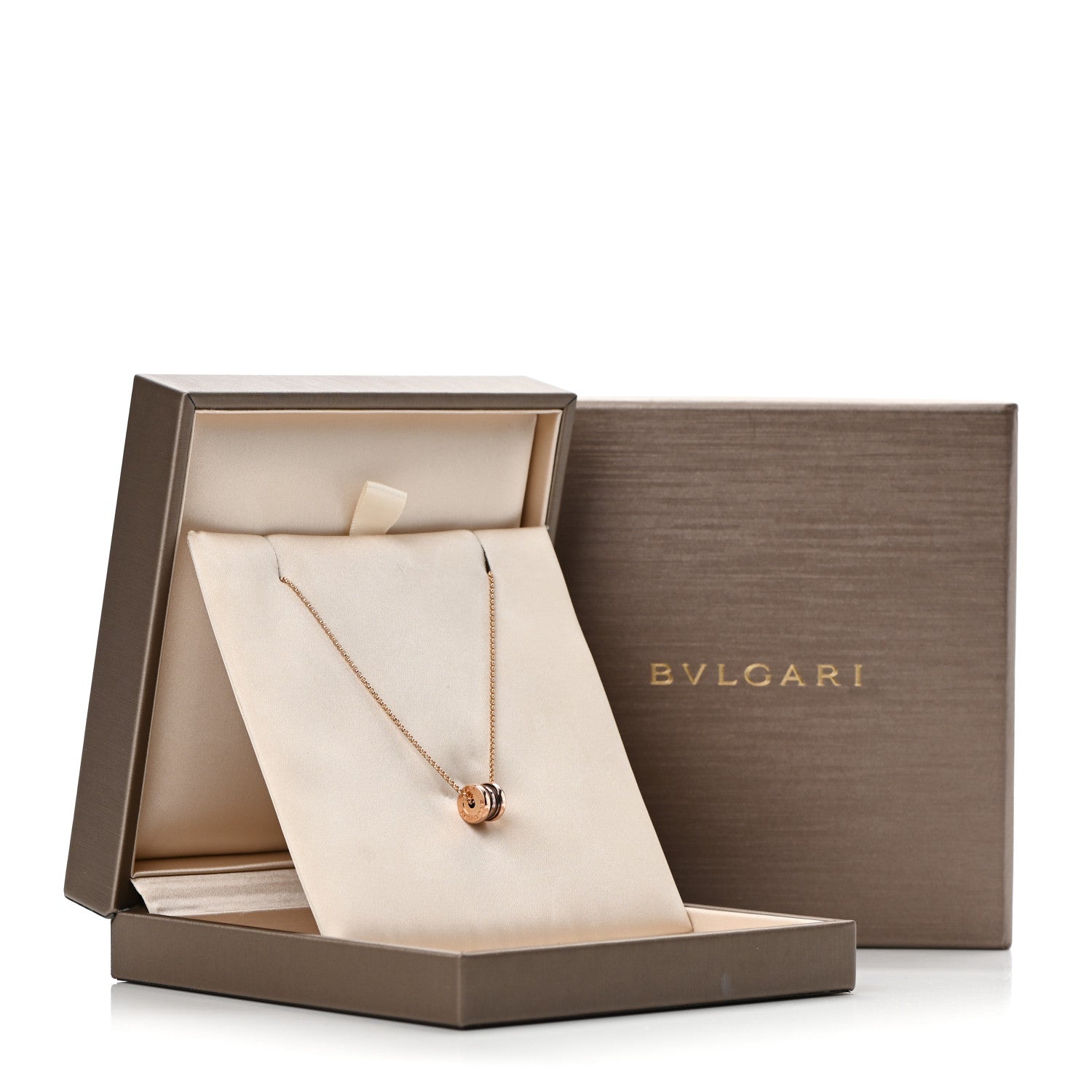 Bulgari 18K Rose Gold Cermet Small B.Zero1 Pendant Necklace 8 of 8