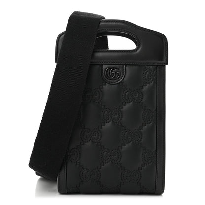 Gucci Nylon Calfskin Enamel GG Matelasse Mini Top Slip Handle Crossbody Bag Black 1 of 10