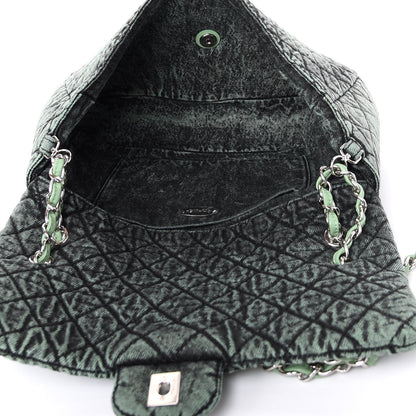 Chanel Denim Quilted Denimpression Flap Green Black 5 of 9