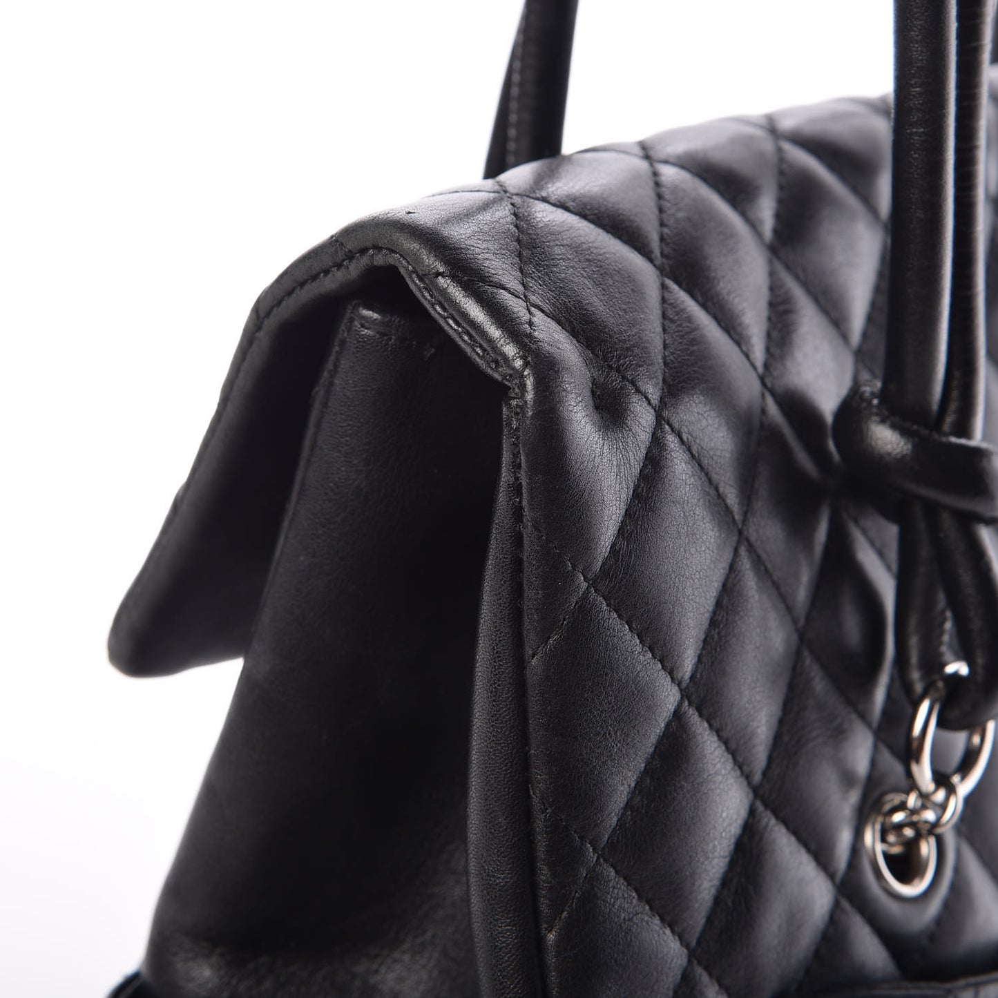 Calfskin Quilted Large Cambon Flap Black
