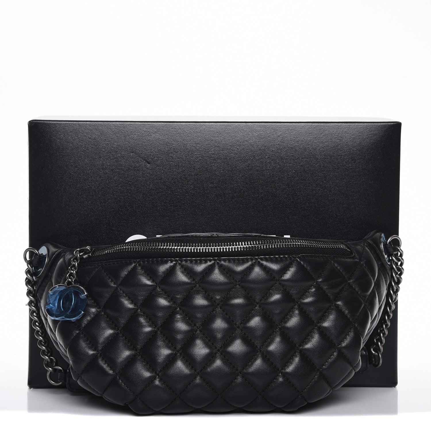 Chanel Lambskin Quilted Banane Waist Bag Fanny Pack Black 10 of 10