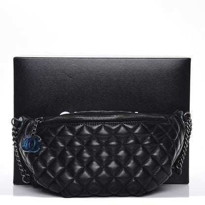 Chanel Lambskin Quilted Banane Waist Bag Fanny Pack Black 10 of 10