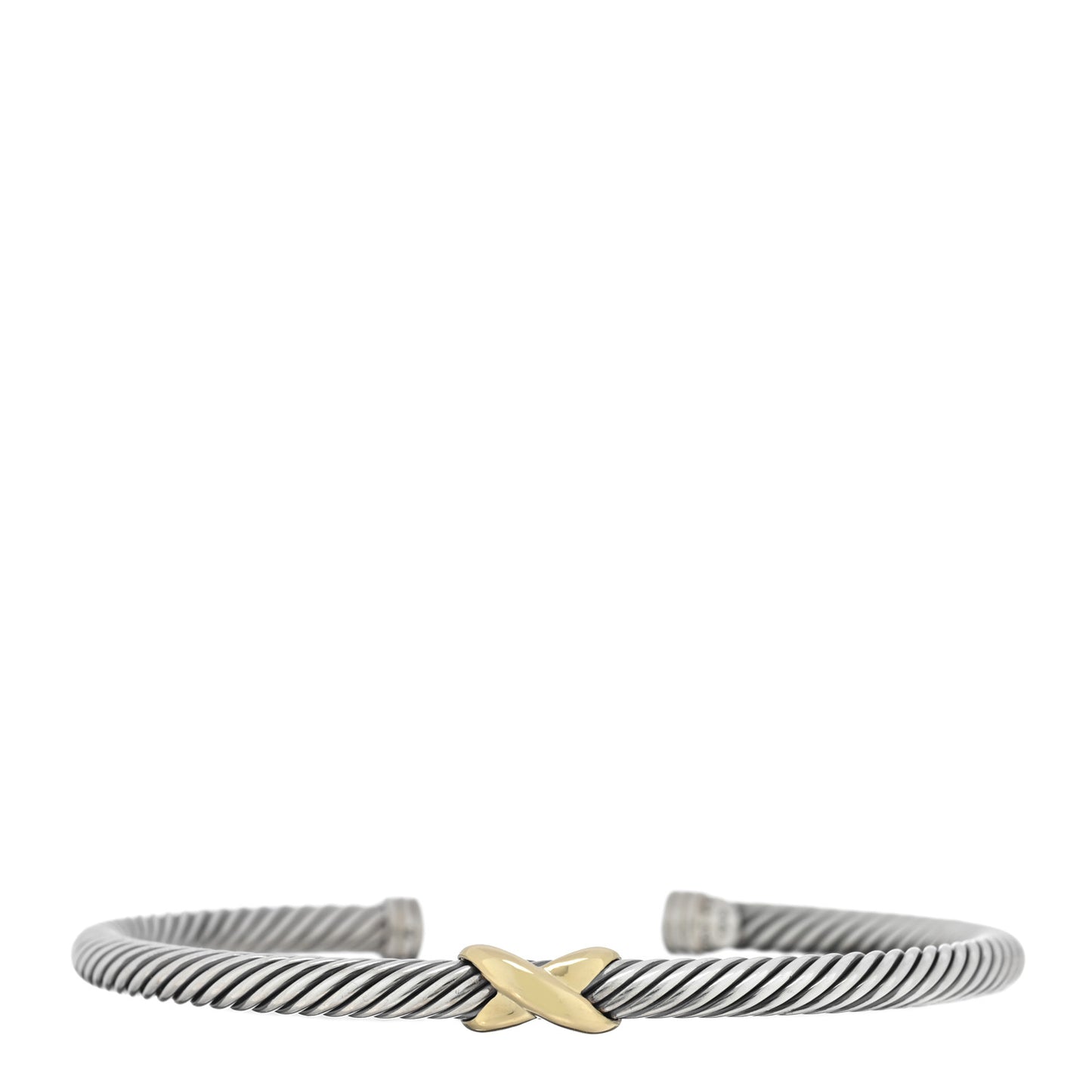 Sterling Silver 18K Yellow Gold 4mm X Station Cable Bracelet