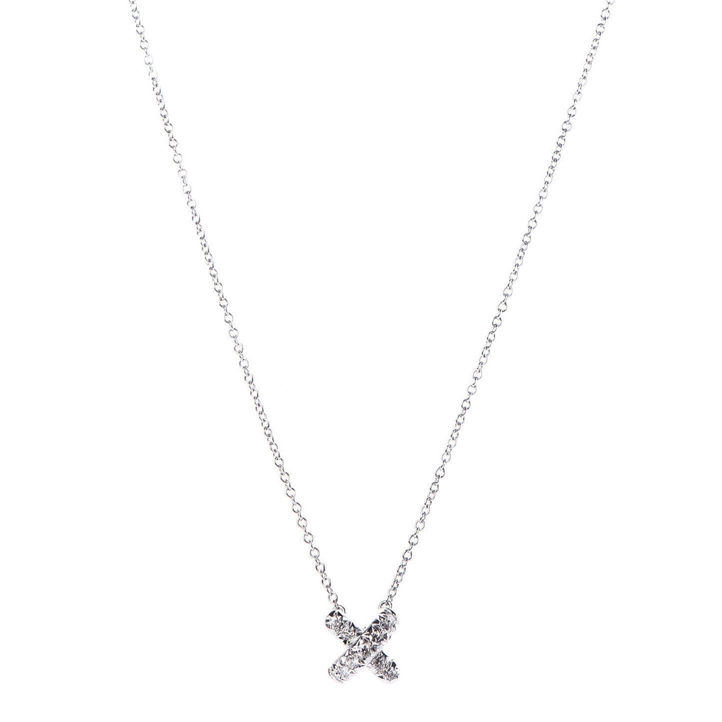 Platinum Diamond Cross Stitch Pendant Necklace