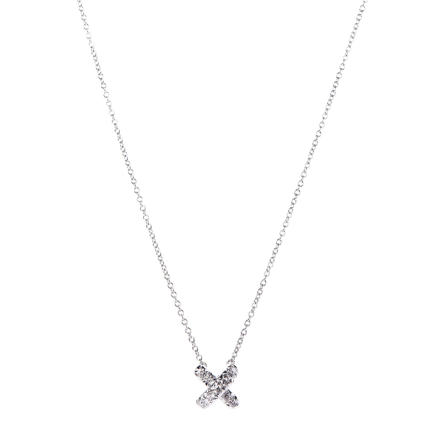 Tiffany Platinum Diamond Cross Stitch Pendant Necklace 1 of 6