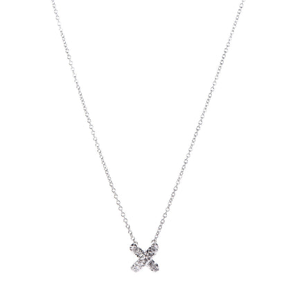 Tiffany Platinum Diamond Cross Stitch Pendant Necklace 1 of 6