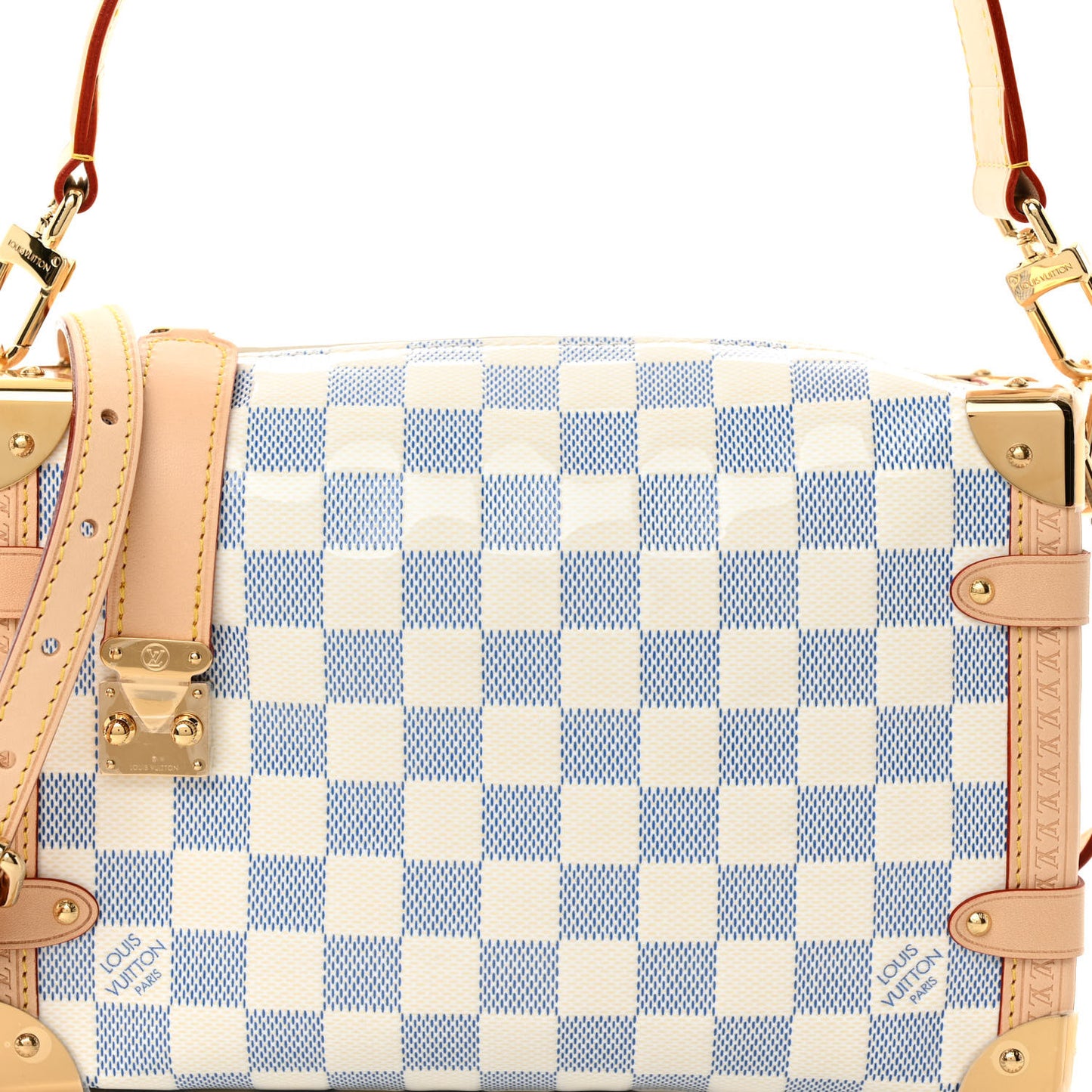 Damier Vernis Calfskin Side Trunk MM Celeste Blue