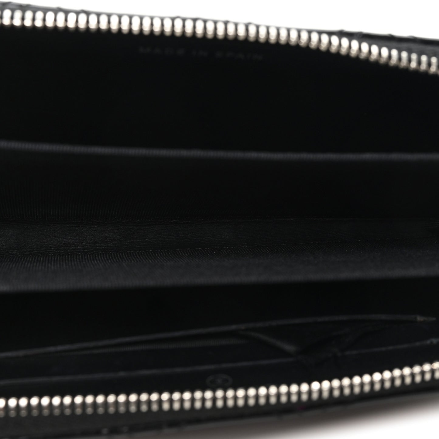 Patent Quilted Double Stitched Zip Around Wallet Black