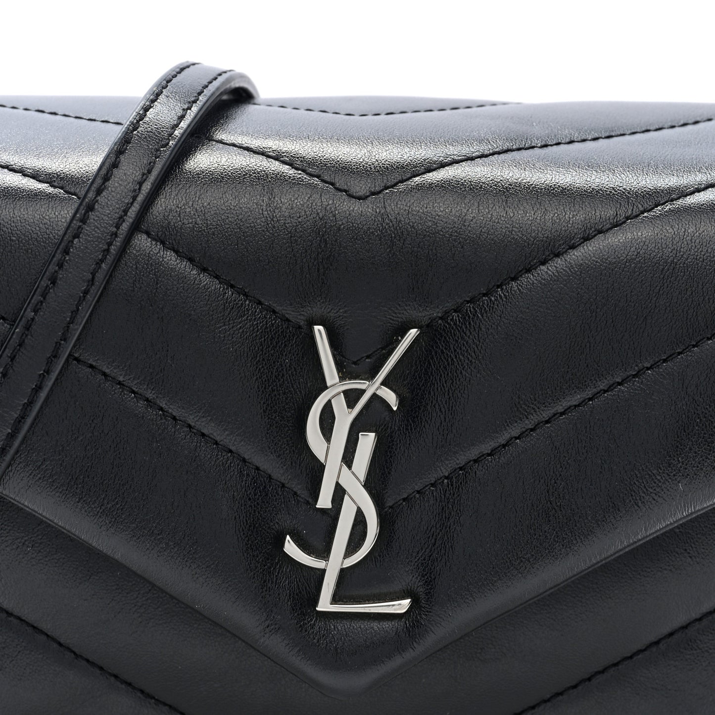 Calfskin Y Quilted Monogram Toy Loulou Crossbody Bag Black