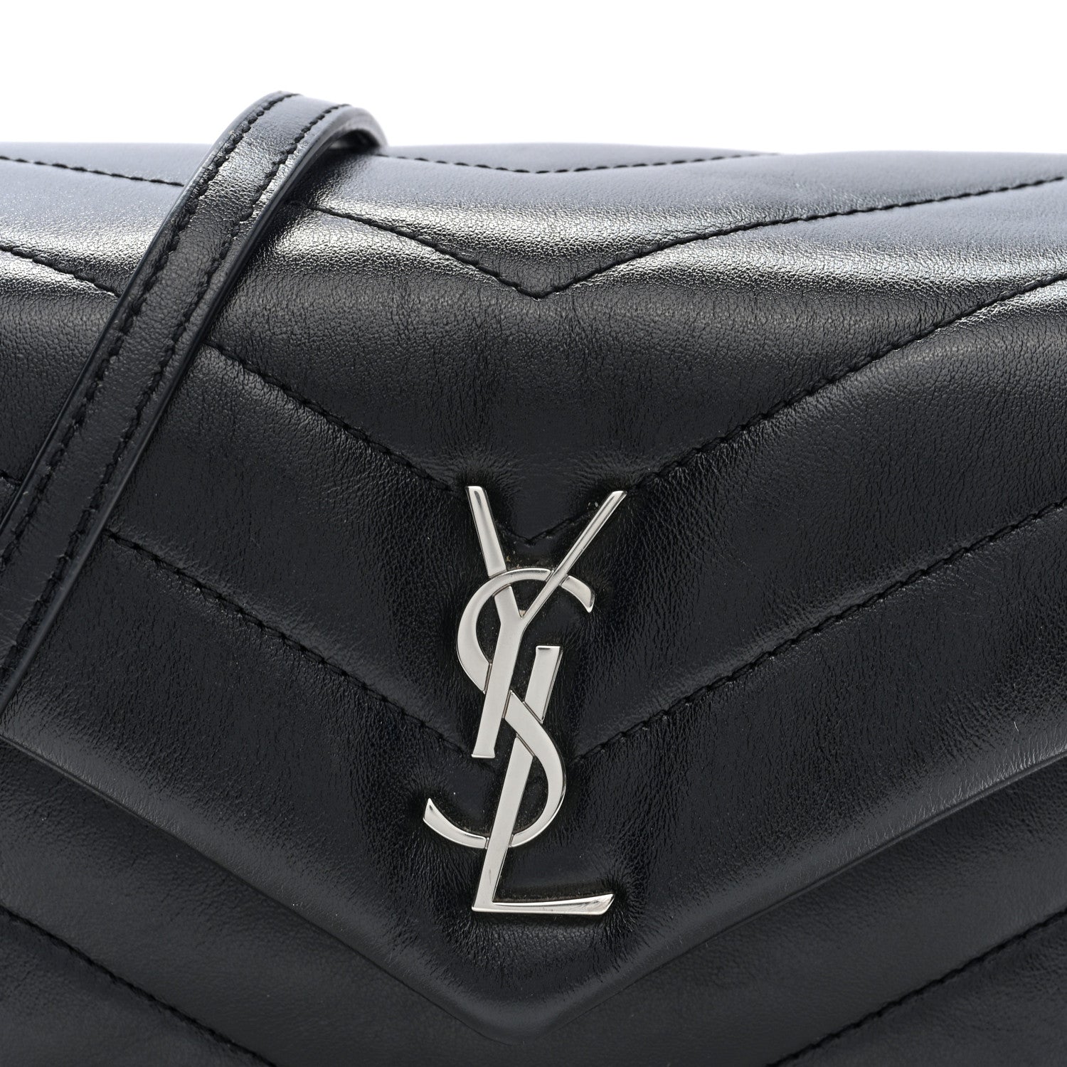 Saint Laurent Calfskin Y Quilted Monogram Toy Loulou Crossbody Bag Black 7 of 10