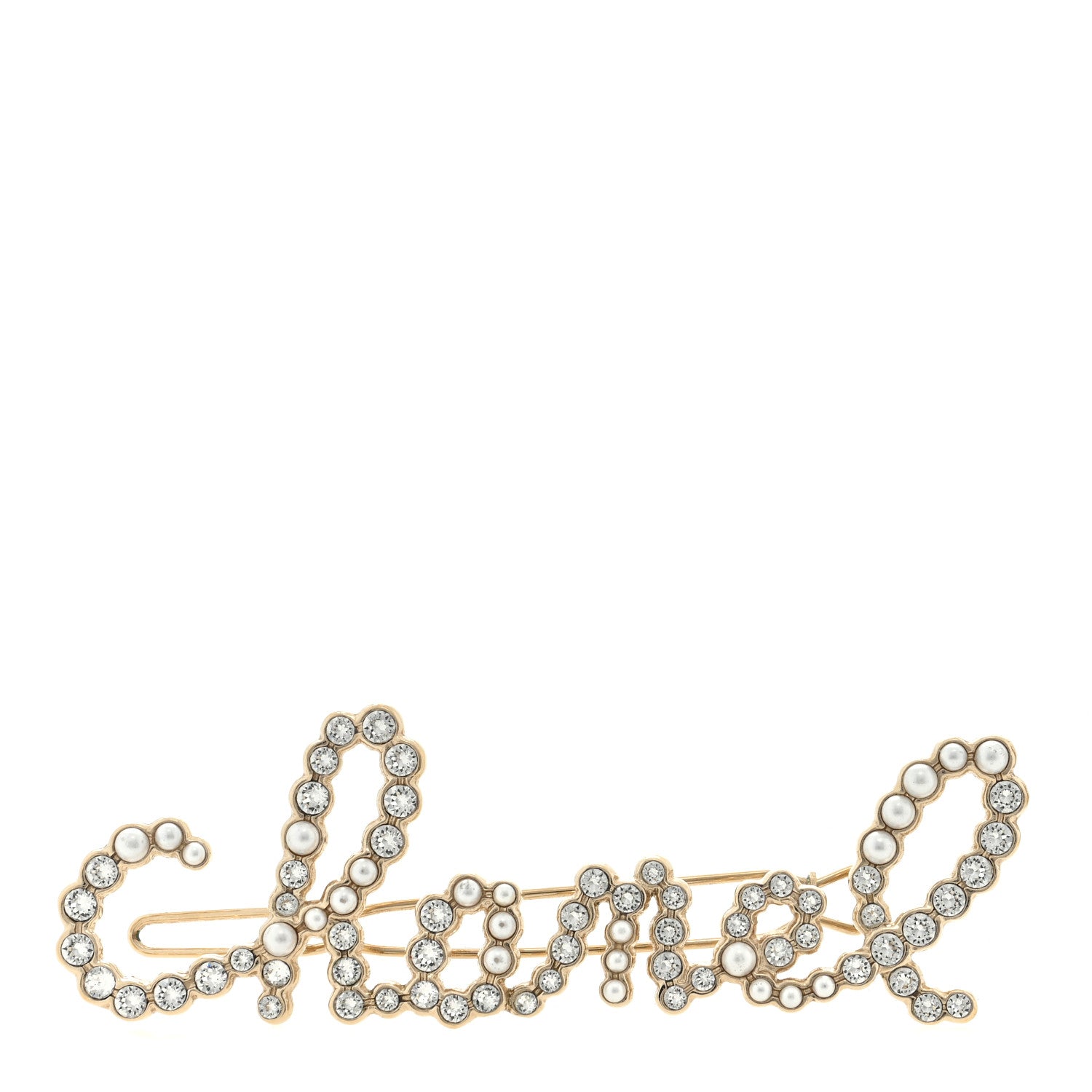 Chanel Metal Glass Swirling Pearls Hair Clip Gold 1 of 3