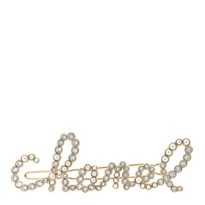 Chanel Metal Glass Swirling Pearls Hair Clip Gold 1 of 3