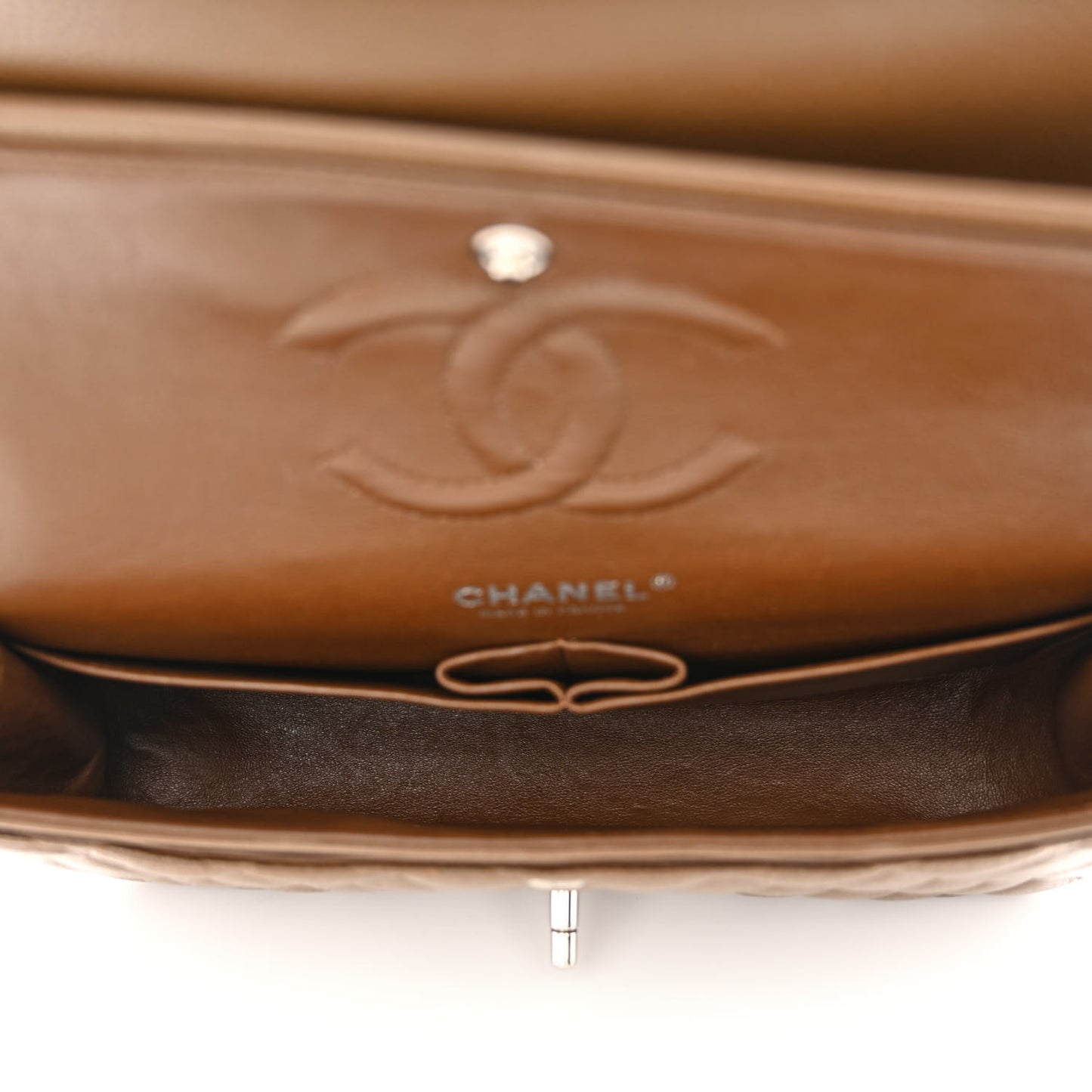 Caviar Quilted Medium Double Flap Brown