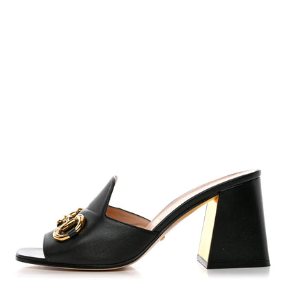 Gucci Nappa Horsebit 75mm Slide Sandals 39 Black 1 of 14