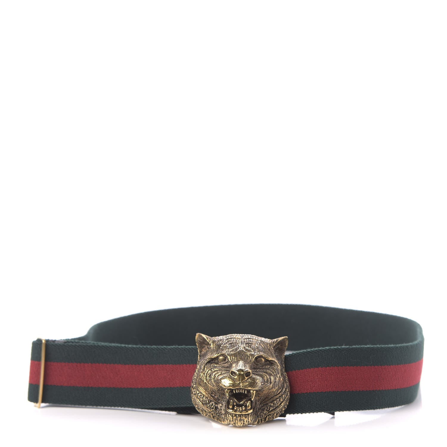 Gucci Web Feline Buckle Belt 80 32 Green Red 1 of 5