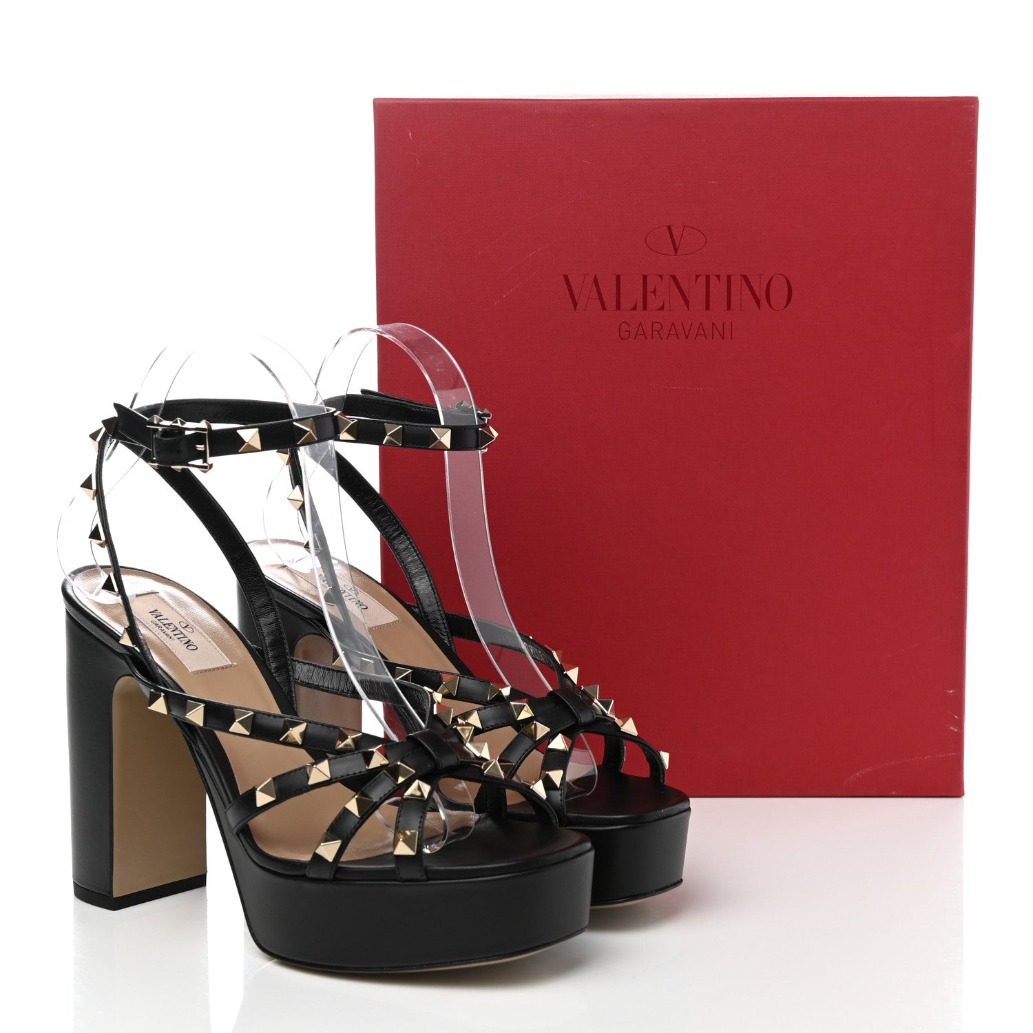 Valentino Garavani Calfskin Nappa Rockstud 35/115mm Platform Sandals 38 Black 10 of 10