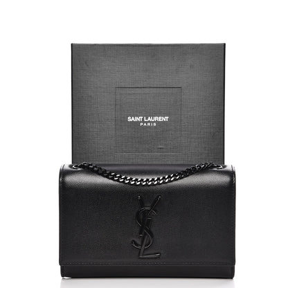 Saint Laurent Grain De Poudre Medium Classic Monogram Kate Satchel Black 9 of 9