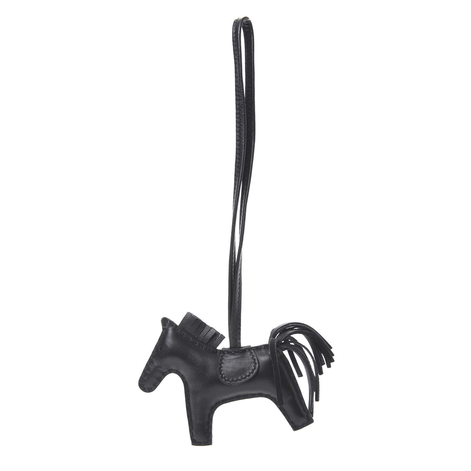 Hermes Milo Lambskin Grigri Rodeo Horse Bag Charm PM So Black 1 of 5