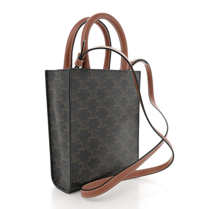 Celine Triomphe Canvas Calfskin Mini Vertical Cabas Tan 3 of 11