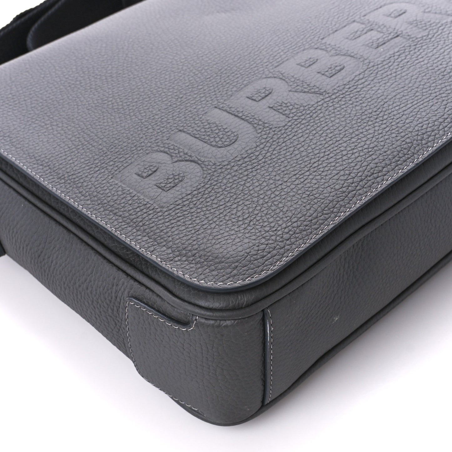 Calfskin Logo Messenger Charcoal Grey
