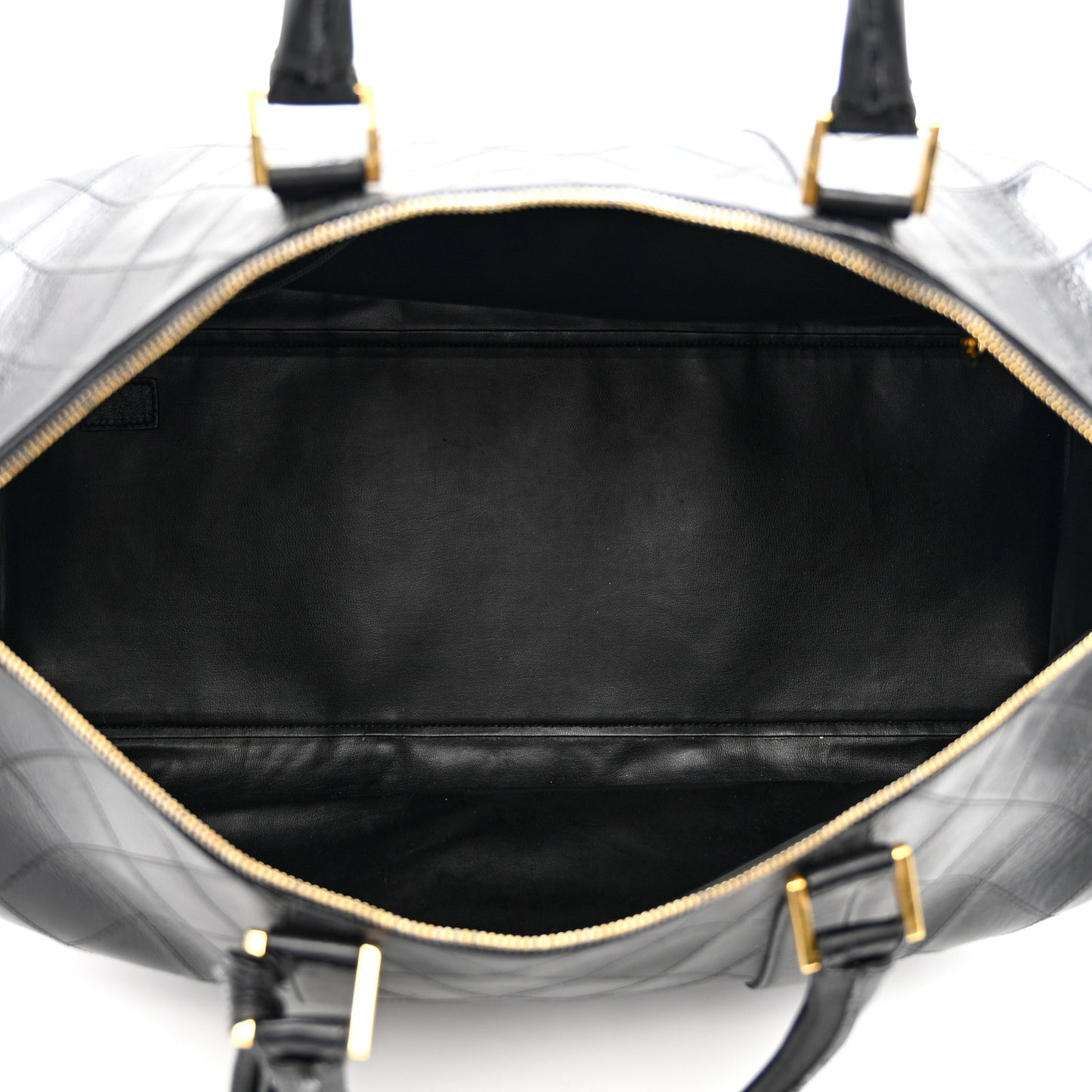 Lambskin Stitched Duffle Travel Bag Black