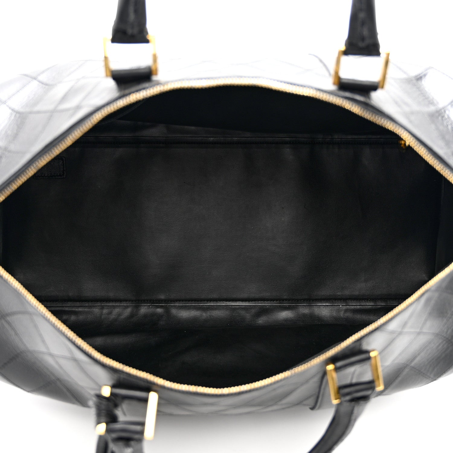 Chanel Lambskin Stitched Duffle Travel Bag Black 4 of 14