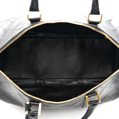 Chanel Lambskin Stitched Duffle Travel Bag Black 4 of 14