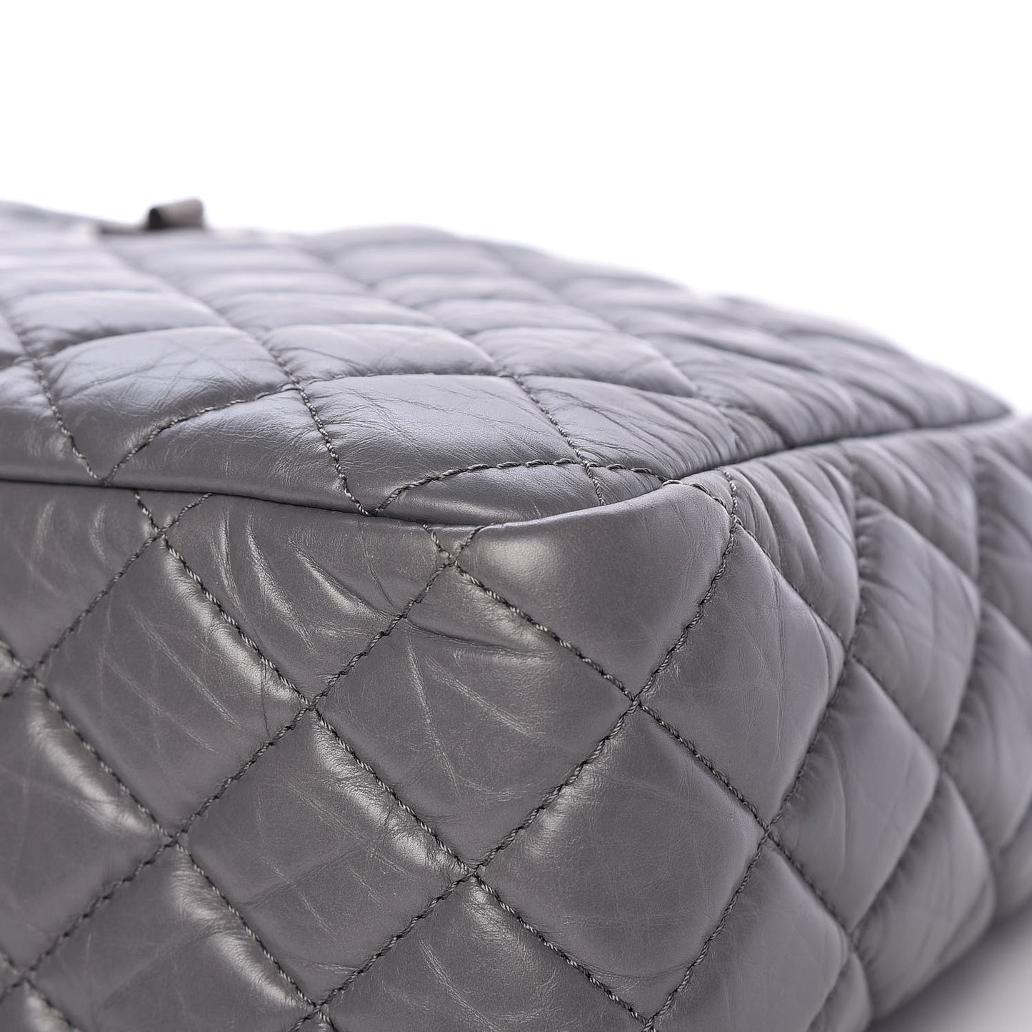 Aged Calfskin Quilted Large Reissue Camera Case Grey