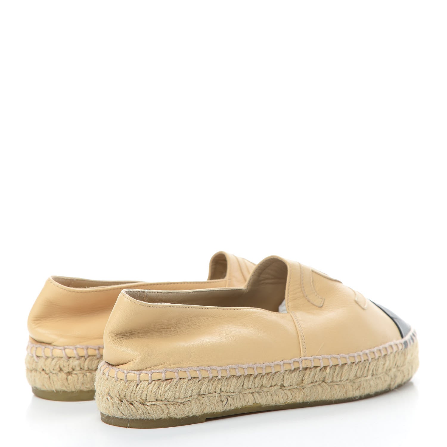 Chanel Lambskin CC Espadrilles 37 Beige Black 4 of 11