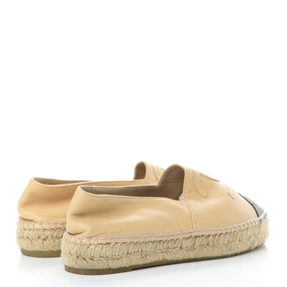 Chanel Lambskin CC Espadrilles 37 Beige Black 4 of 11