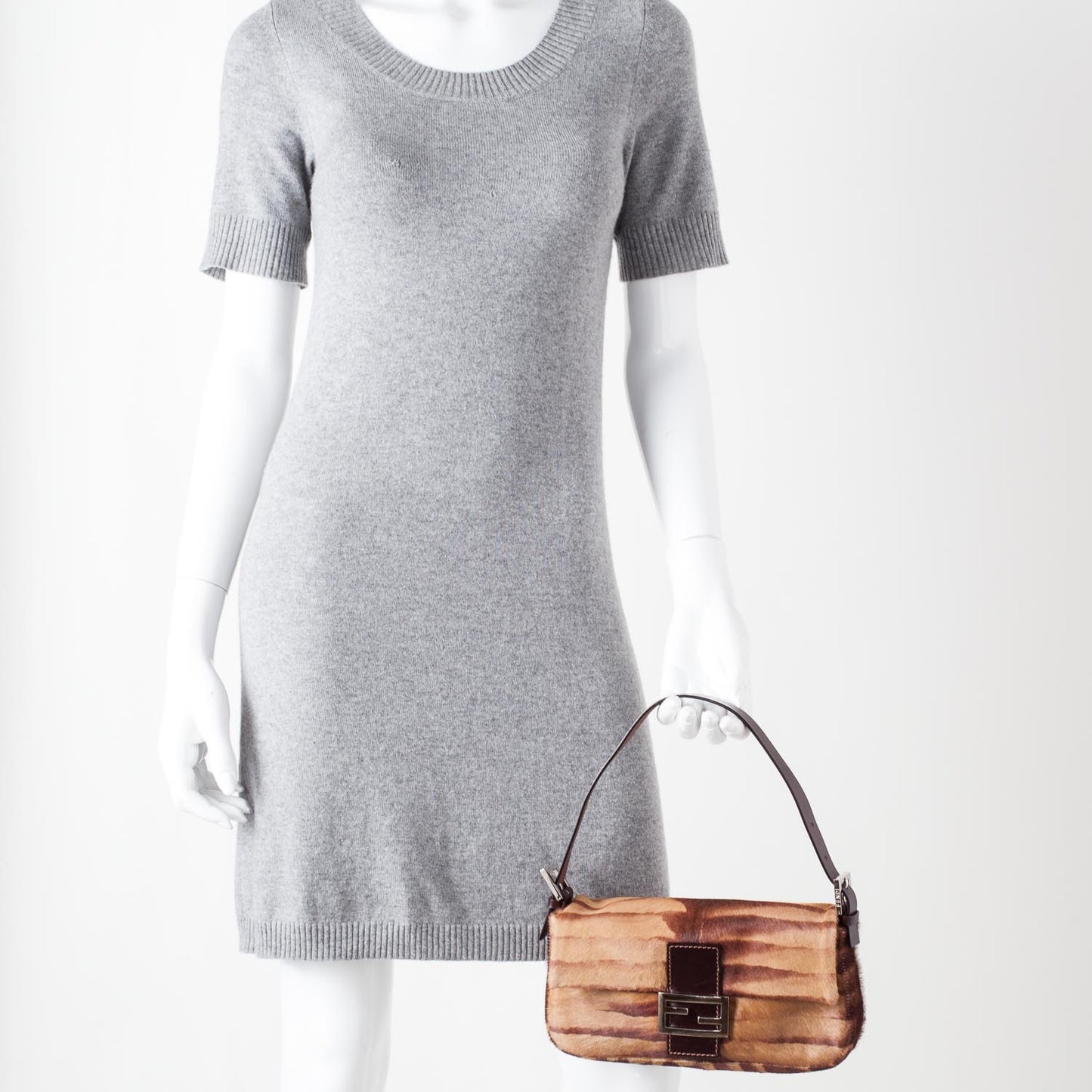 Calf Hair Zebra Print Baguette Brown