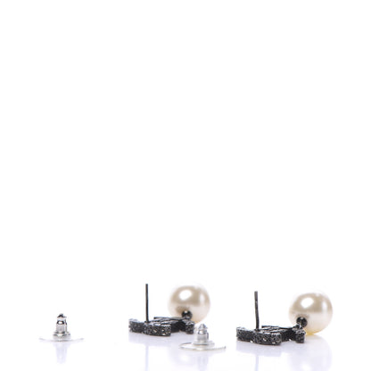 Chanel Pearl CC Drop Camelia Earrings Black Pearly White 3 of 6