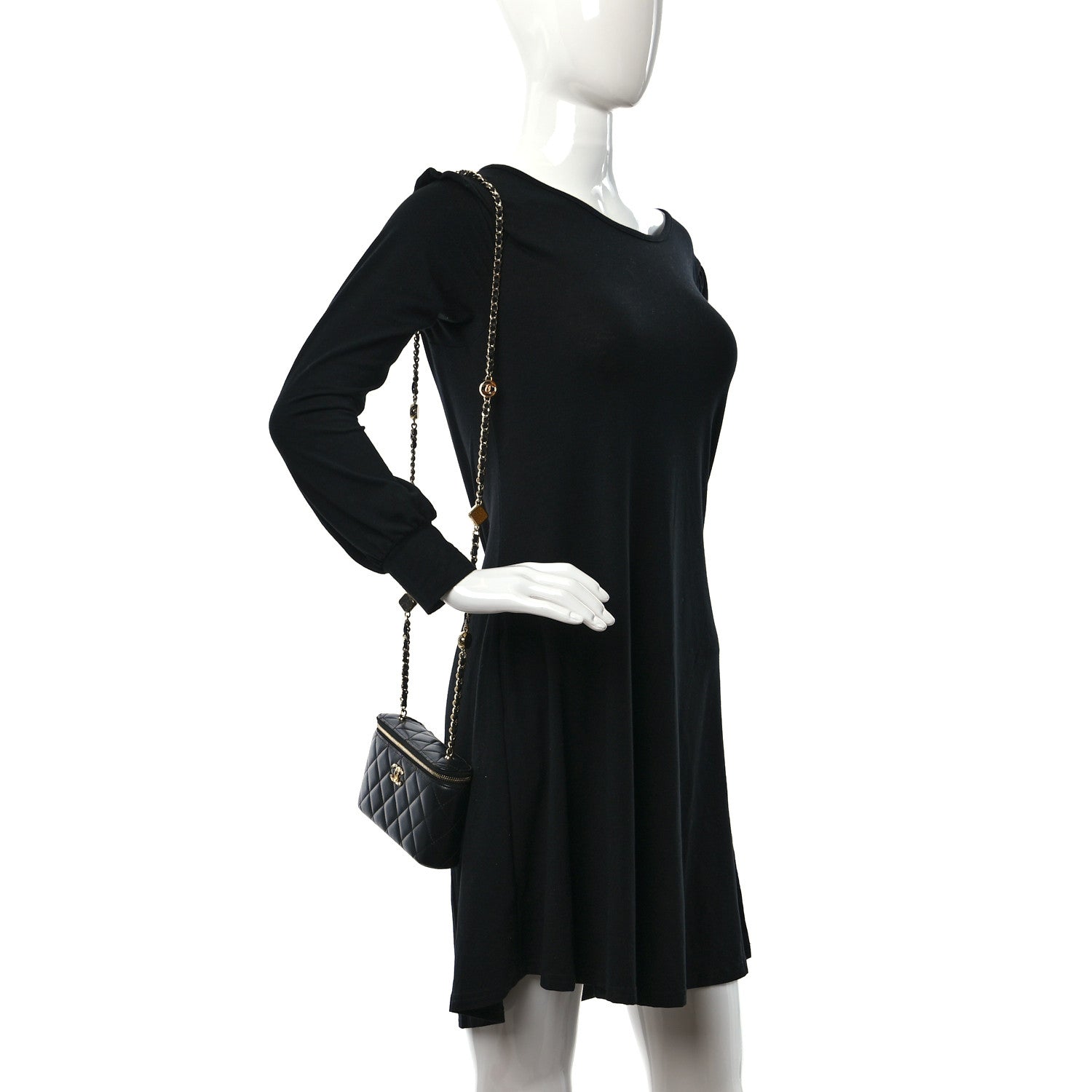 Chanel Lambskin Quilted Resin Vanity Case With Chain Black 2 of 12