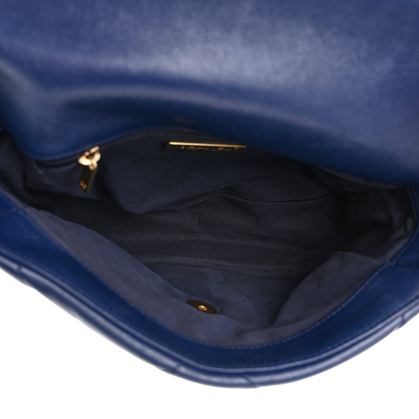 Lambskin Quilted Medium Chanel 19 Flap Navy Blue