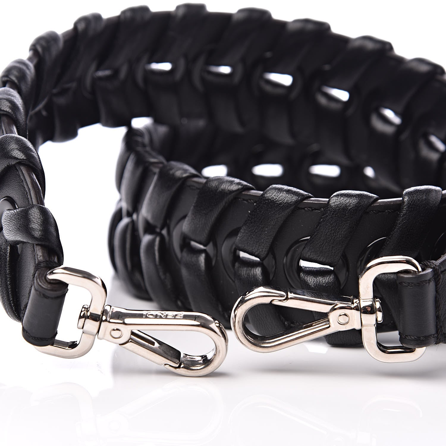 Fendi Vitello Dolce Shiny Nappa Lace Up Strap You Black 3 of 3