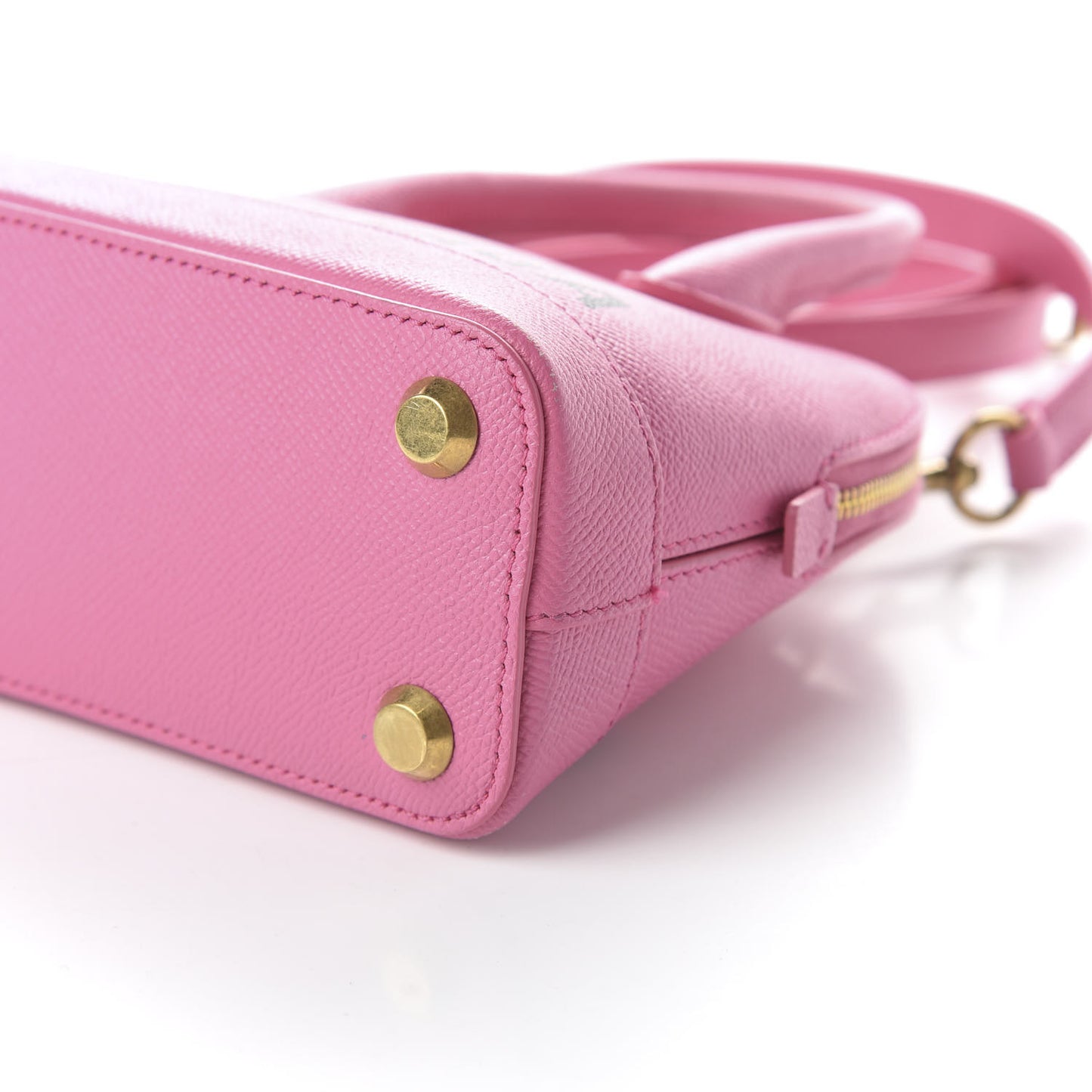 Signature Grained Calfskin Logo XXS Ville Top Handle Bag Rose Bubblegum Black