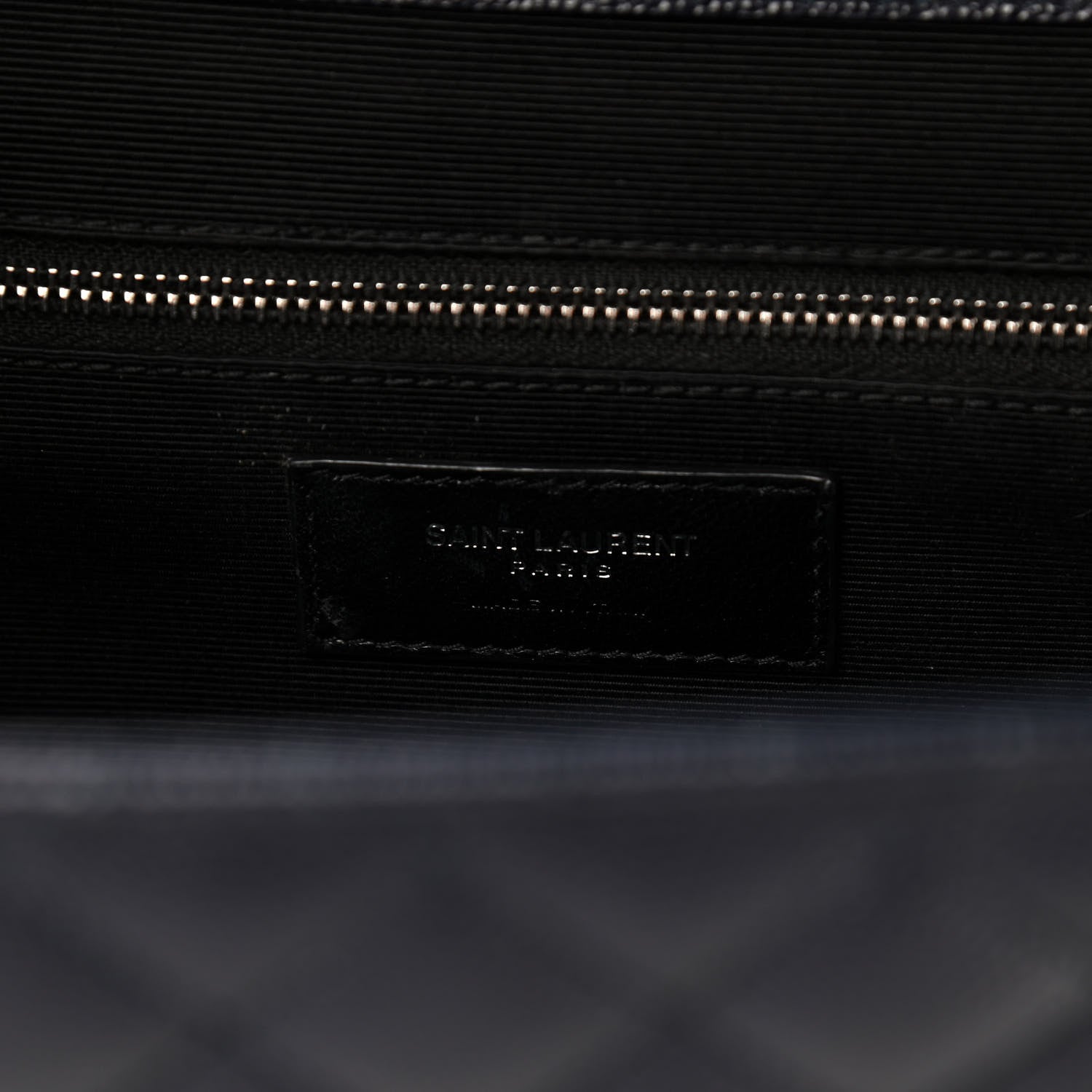 Saint Laurent Grain De Poudre Mixed Matelasse Large Triquilt Monogram Satchel Deep Marine 6 of 11