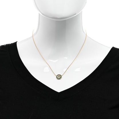 Christian Dior 18K Yellow Gold Diamond Malachite Rose Des Vents Necklace 2 of 7