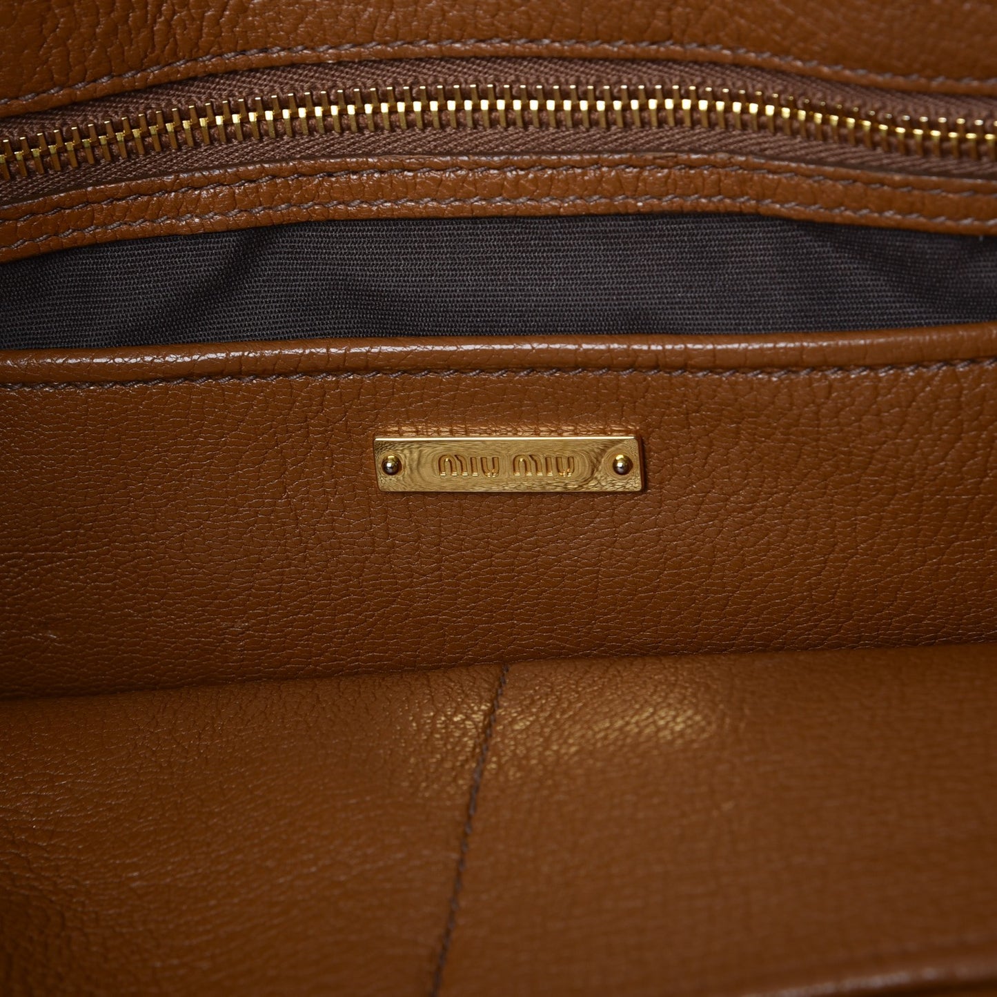 Goatskin Madras Zip Tote Brandy