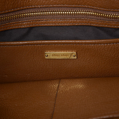 Miu Miu Goatskin Madras Zip Tote Brandy 6 of 21