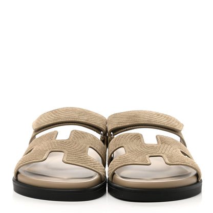 Hermes Suede Goatskin Chaine d'Ancre Womens Chypre Sandals 37 Beige Sable 2 of 11