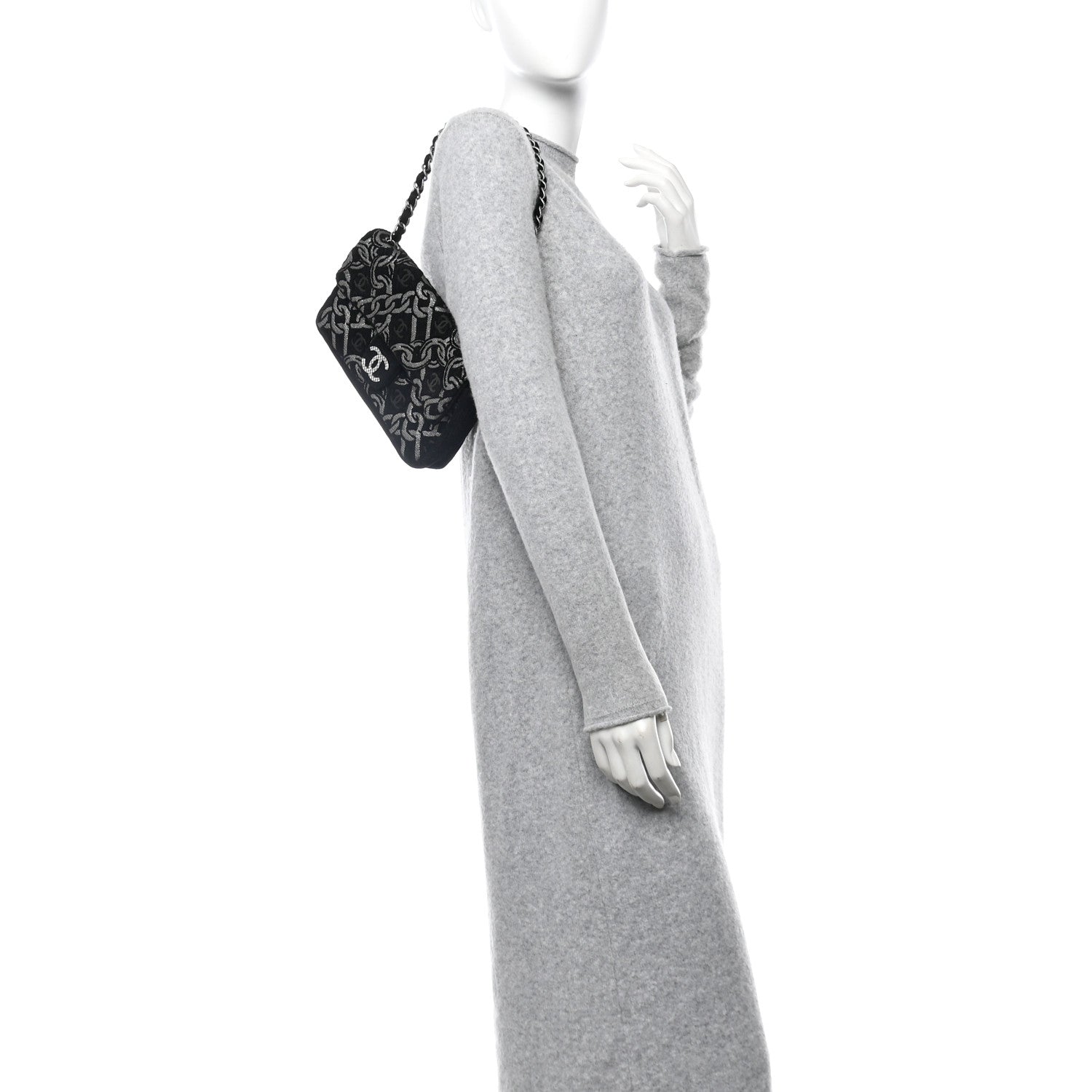 Chanel Tweed CC Cruise Small Chain Flap Black Silver 2 of 19