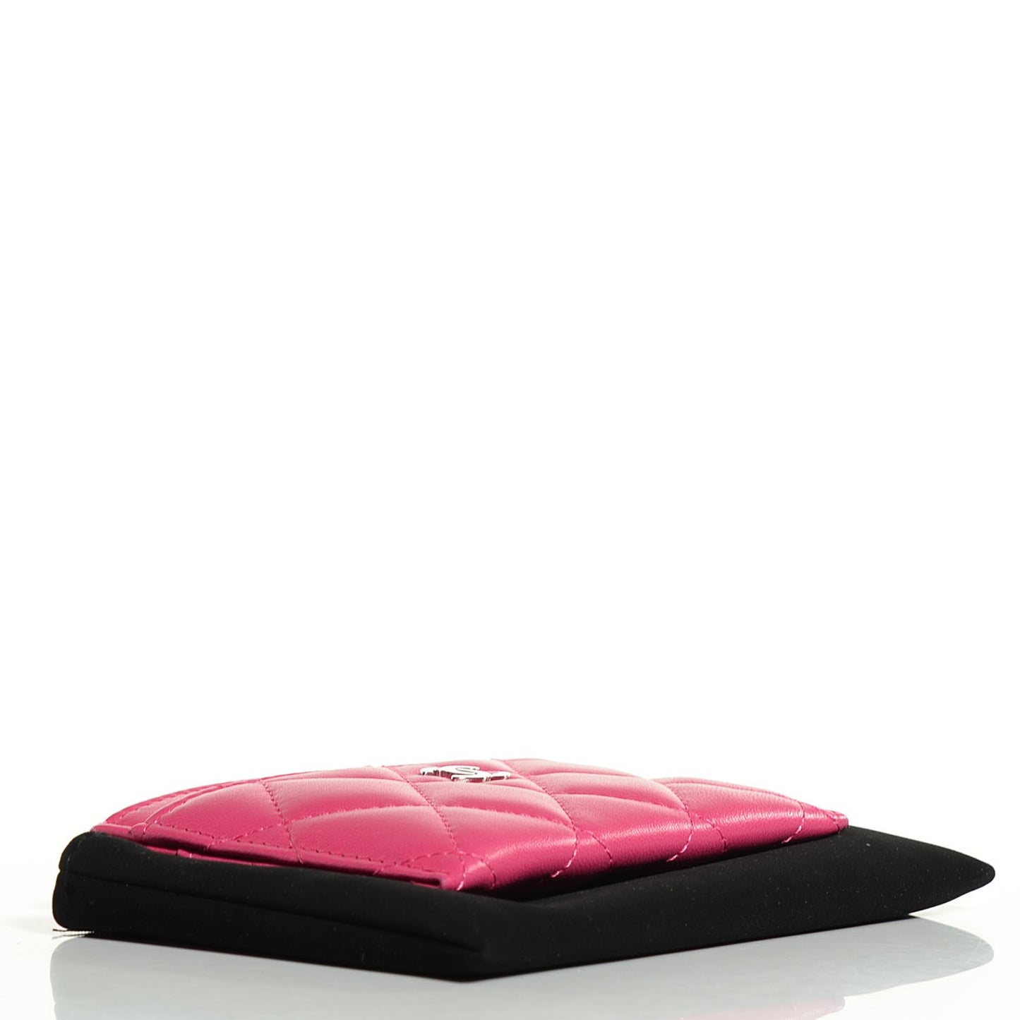 Lambskin Quilted Card Holder Fuchsia