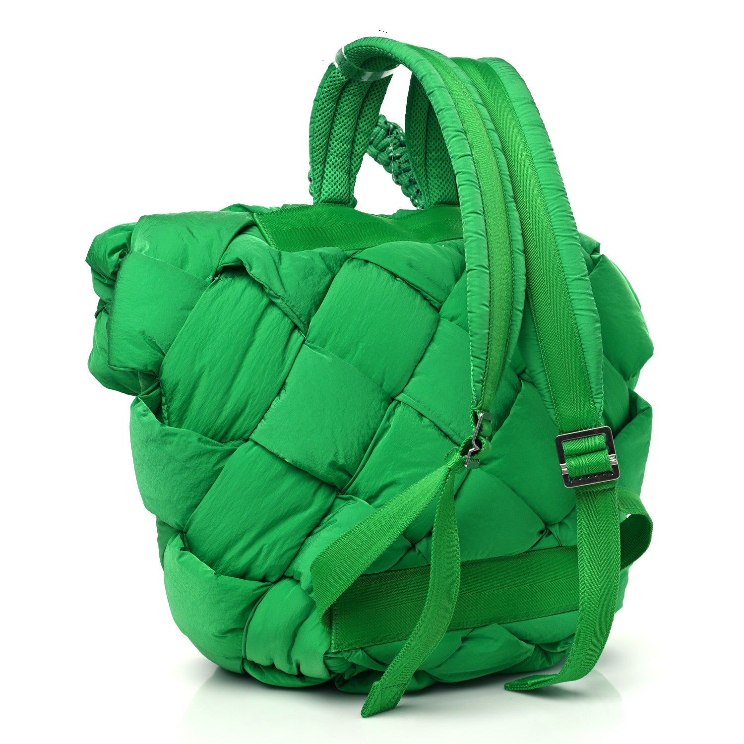 Bottega Veneta Nylon Intrecciato Padded Cassette Backpack Parakeet