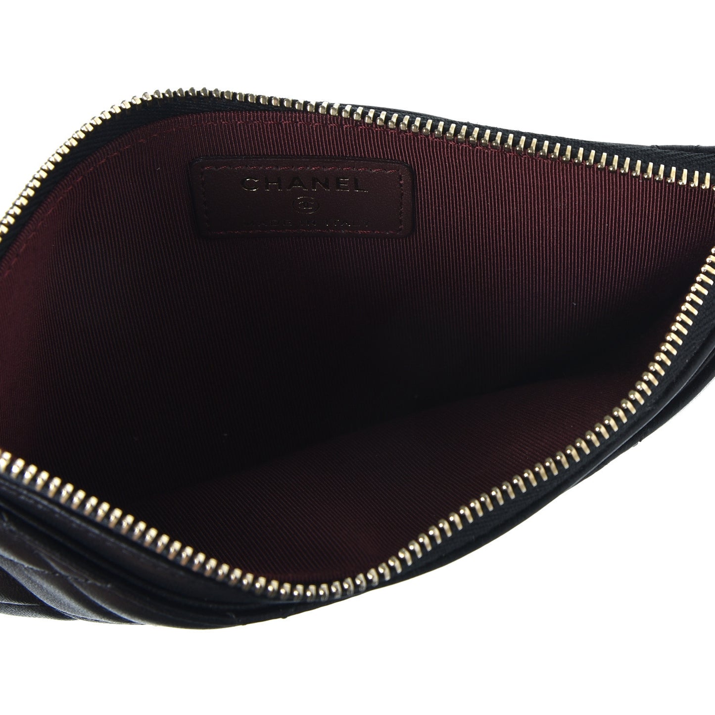 Lambskin Quilted Classic Zip Pouch Black