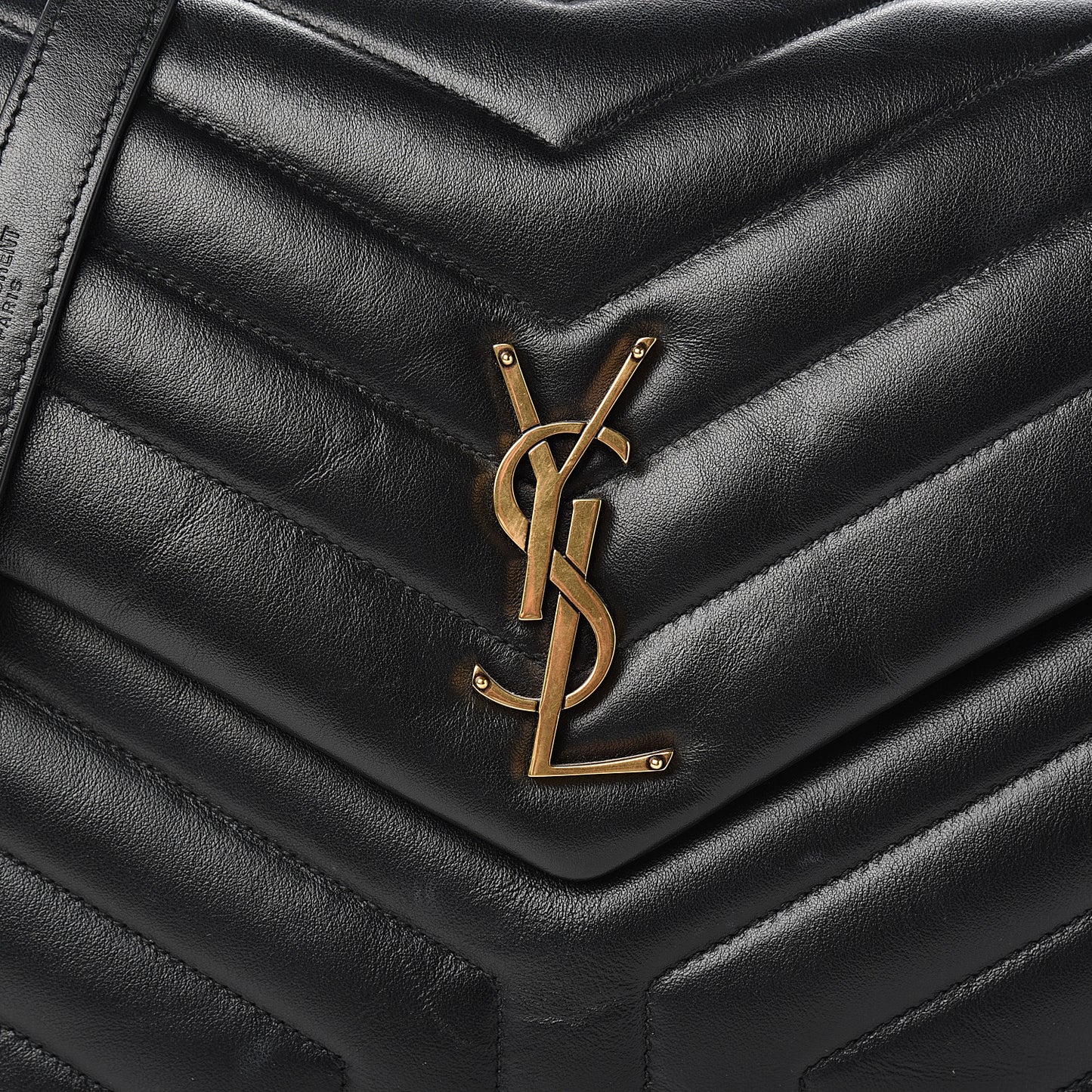 Calfskin Y Quilted Monogram Medium Loulou Chain Satchel Black