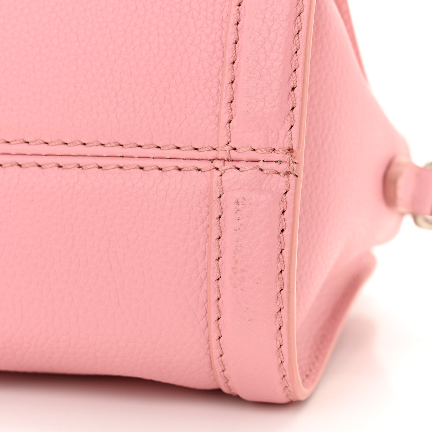 Pebbled Calfskin Mini Skull Padlock Zip Around Tote Petal