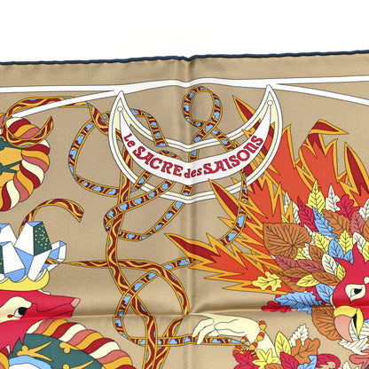 Hermes Silk Le Sacre Des Saisons Scarf 90 Mordore Vert Multicolor 4 of 6